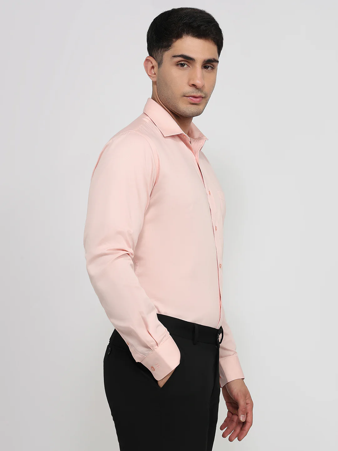 Raymond Men Red Solid Slim Fit Cotton Shirt - Image 3