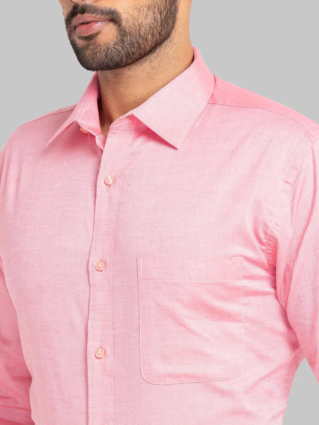Raymond Men Pink Solid Slim Fit Cotton Formal Shirt - Image 7