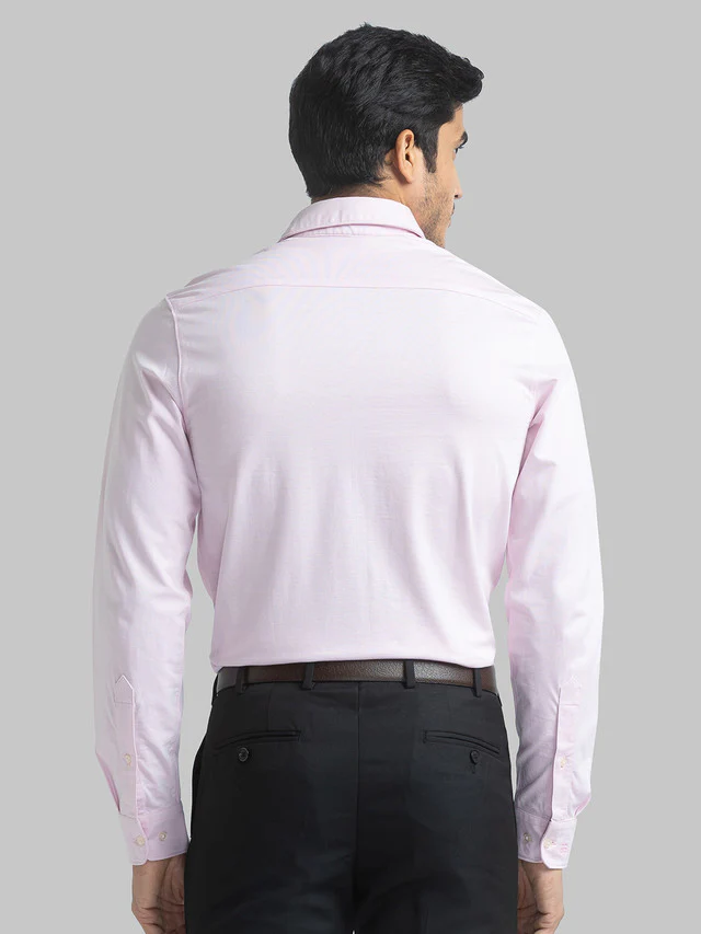 Raymond Men Red Solid Slim Fit Full Sleeve Semi Cut Away Collar Shirt - Image 4