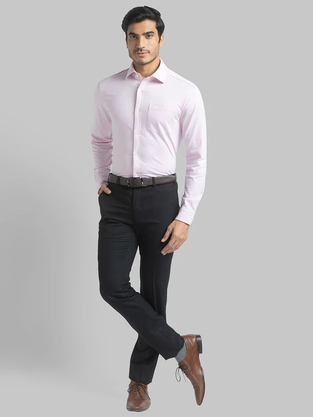 Raymond Men Red Solid Slim Fit Full Sleeve Semi Cut Away Collar Shirt - Image 5