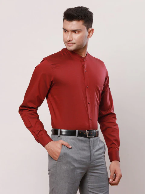 Raymond Men Red Stripe Contemporary Fit Cotton Formal Shirts - Image 2