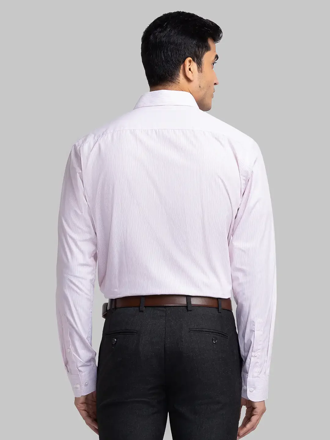 Raymond Men Pink Slim Fit Stripe Formal Shirt - Image 4