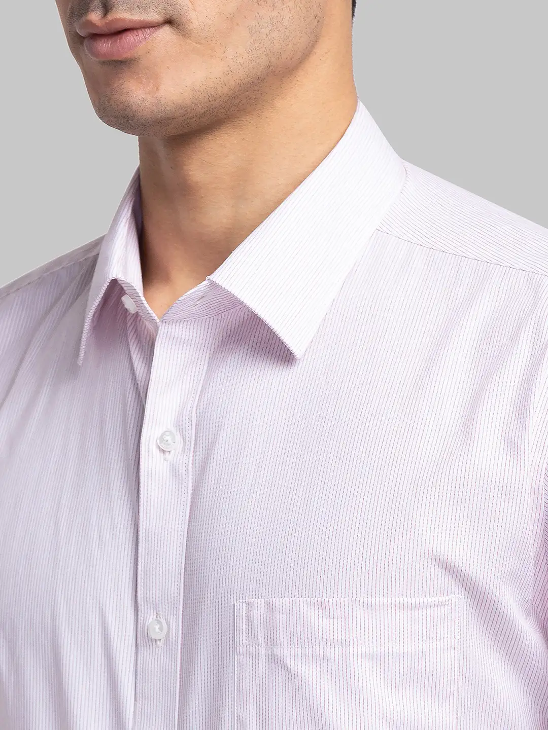 Raymond Men Pink Slim Fit Stripe Formal Shirt - Image 6