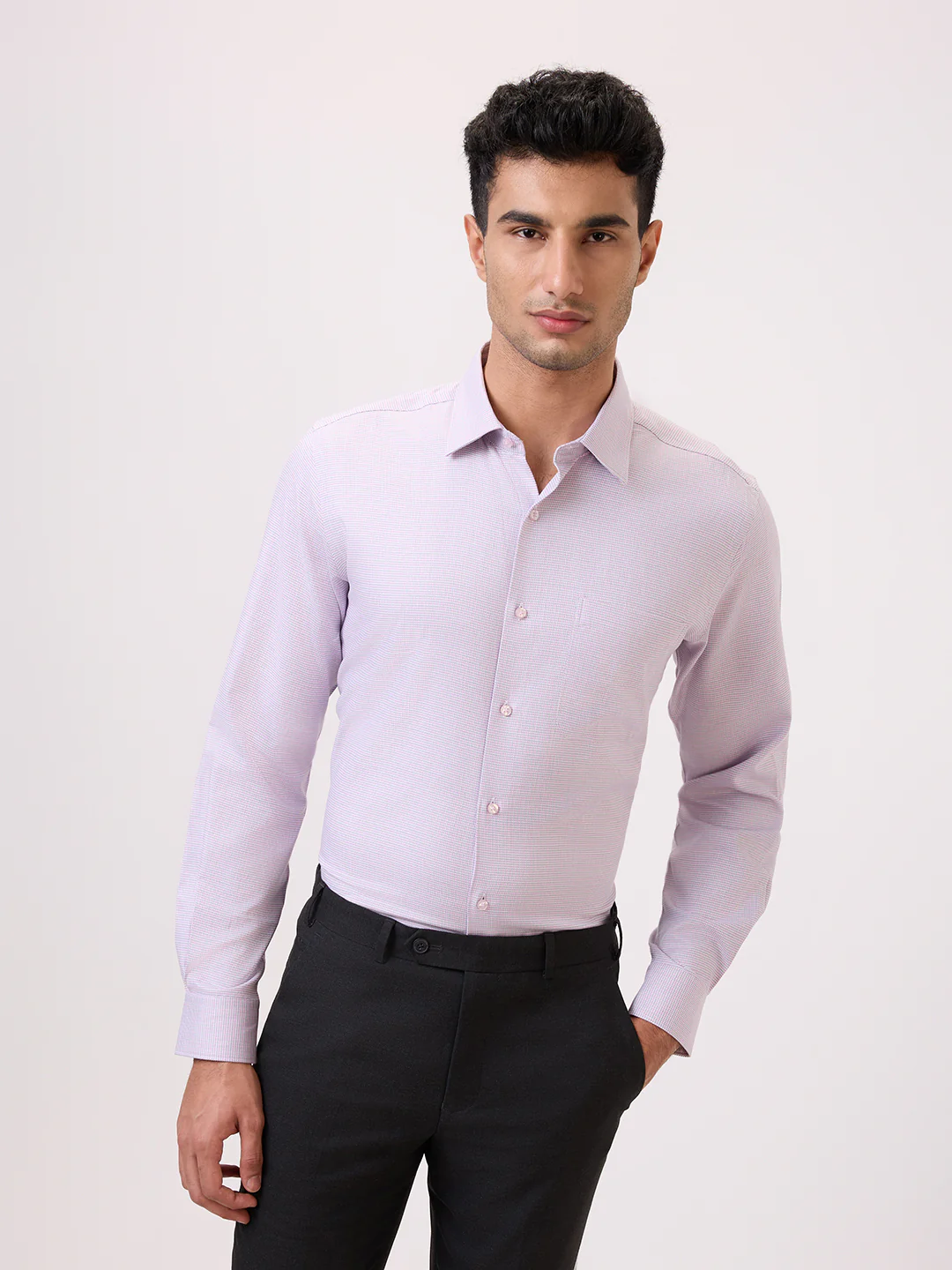 Raymond Men Red Structure Contemporary Fit Cotton Formal Shirt