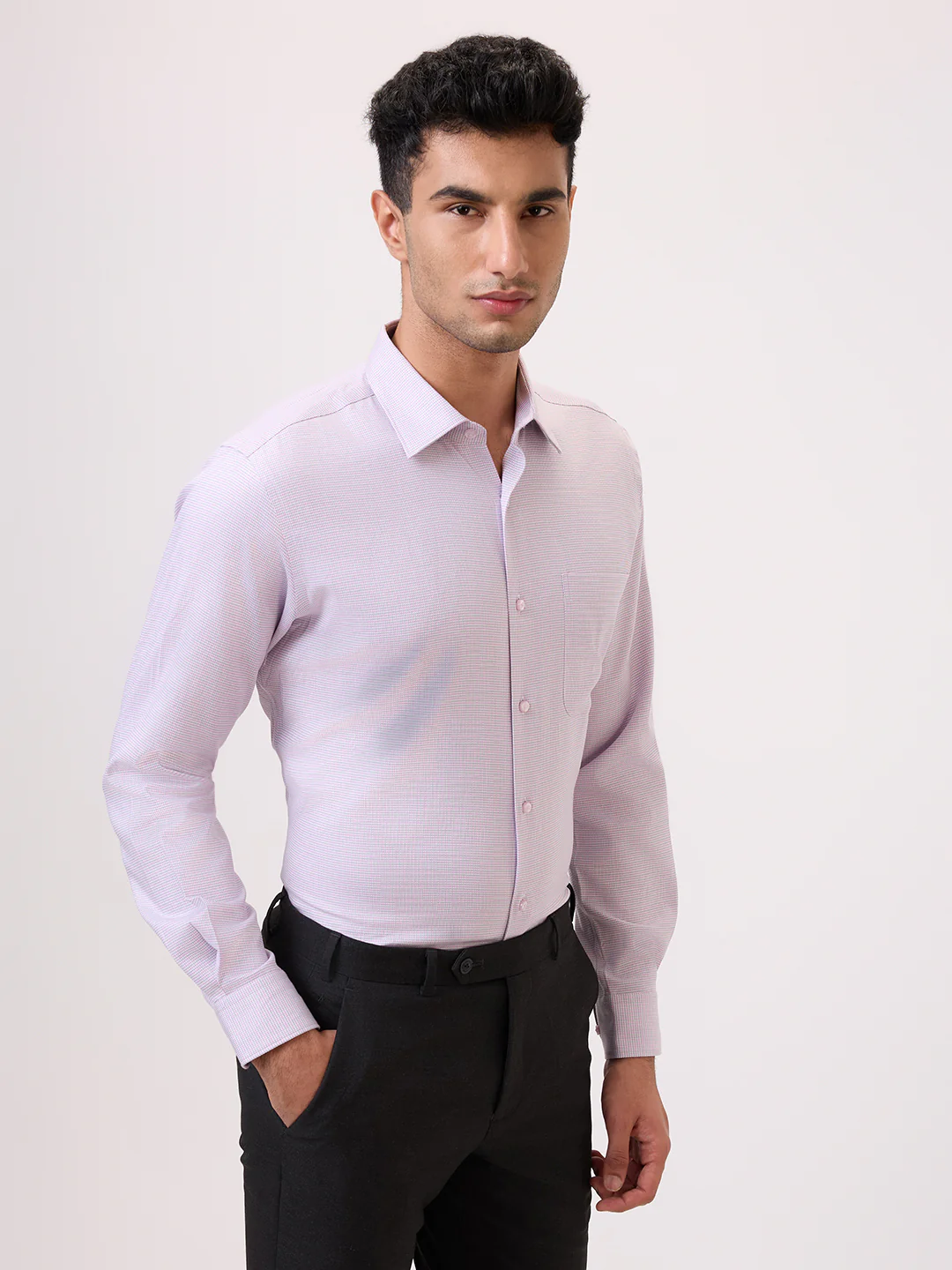Raymond Men Red Structure Contemporary Fit Cotton Formal Shirt - Image 3