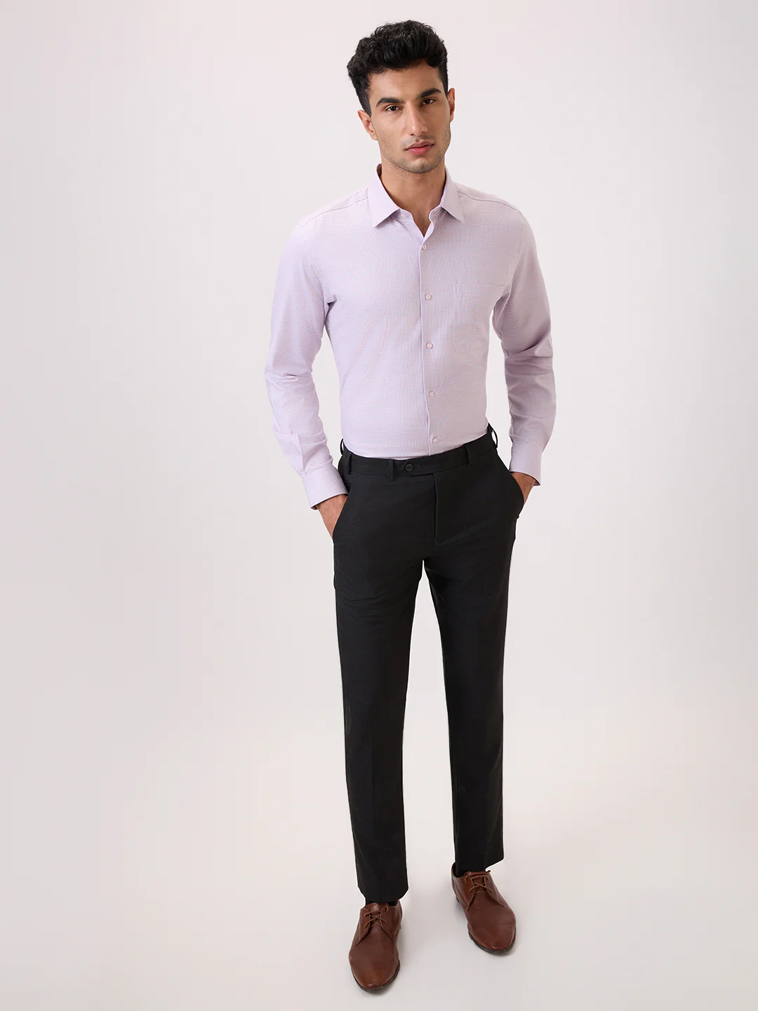 Raymond Men Red Structure Contemporary Fit Cotton Formal Shirt - Image 5