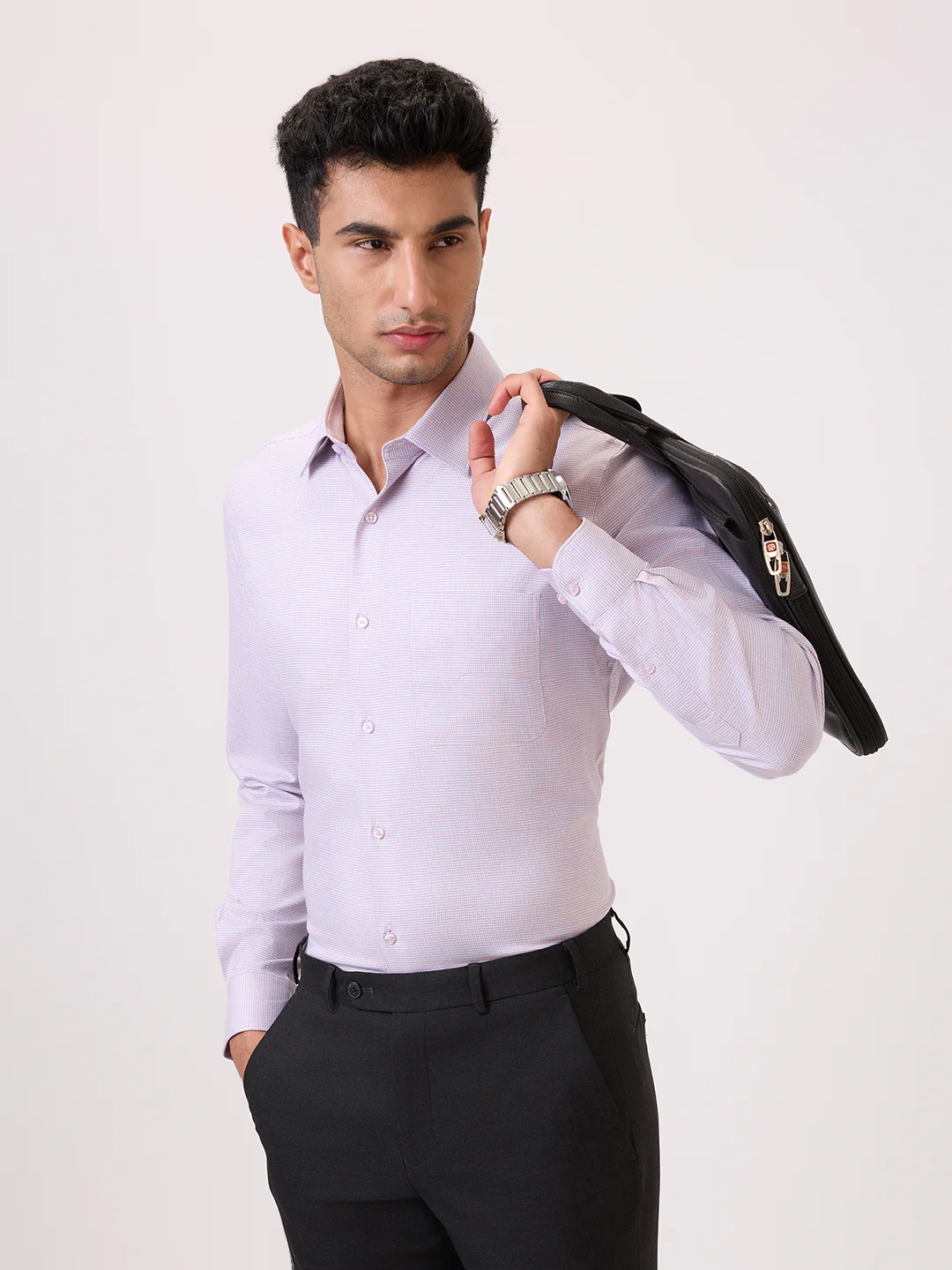 Raymond Men Red Structure Contemporary Fit Cotton Formal Shirt - Image 6