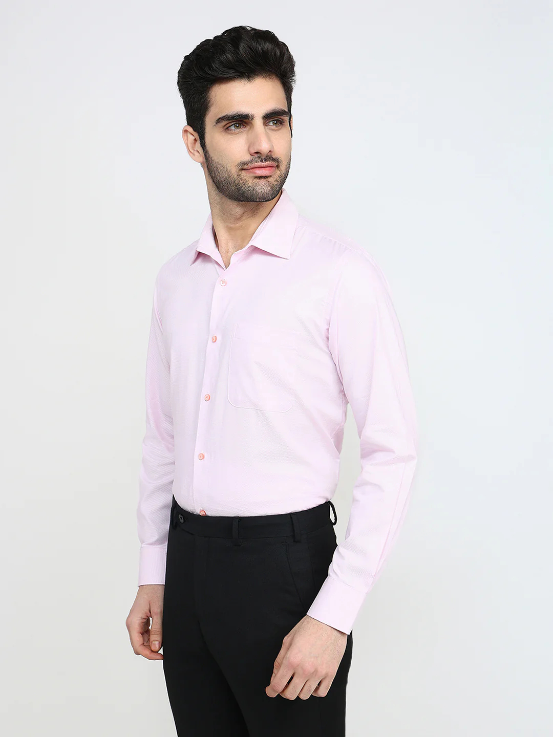 Raymond Men Red Structure Contemporary Fit Cotton Full Sleeve Formal Shirt - Image 2