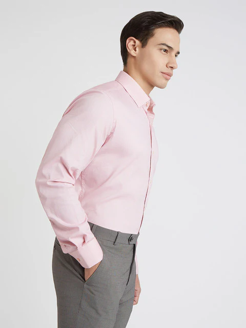 Raymond Men Red Structure Regular Fit Cotton Blend Shirt - Image 2