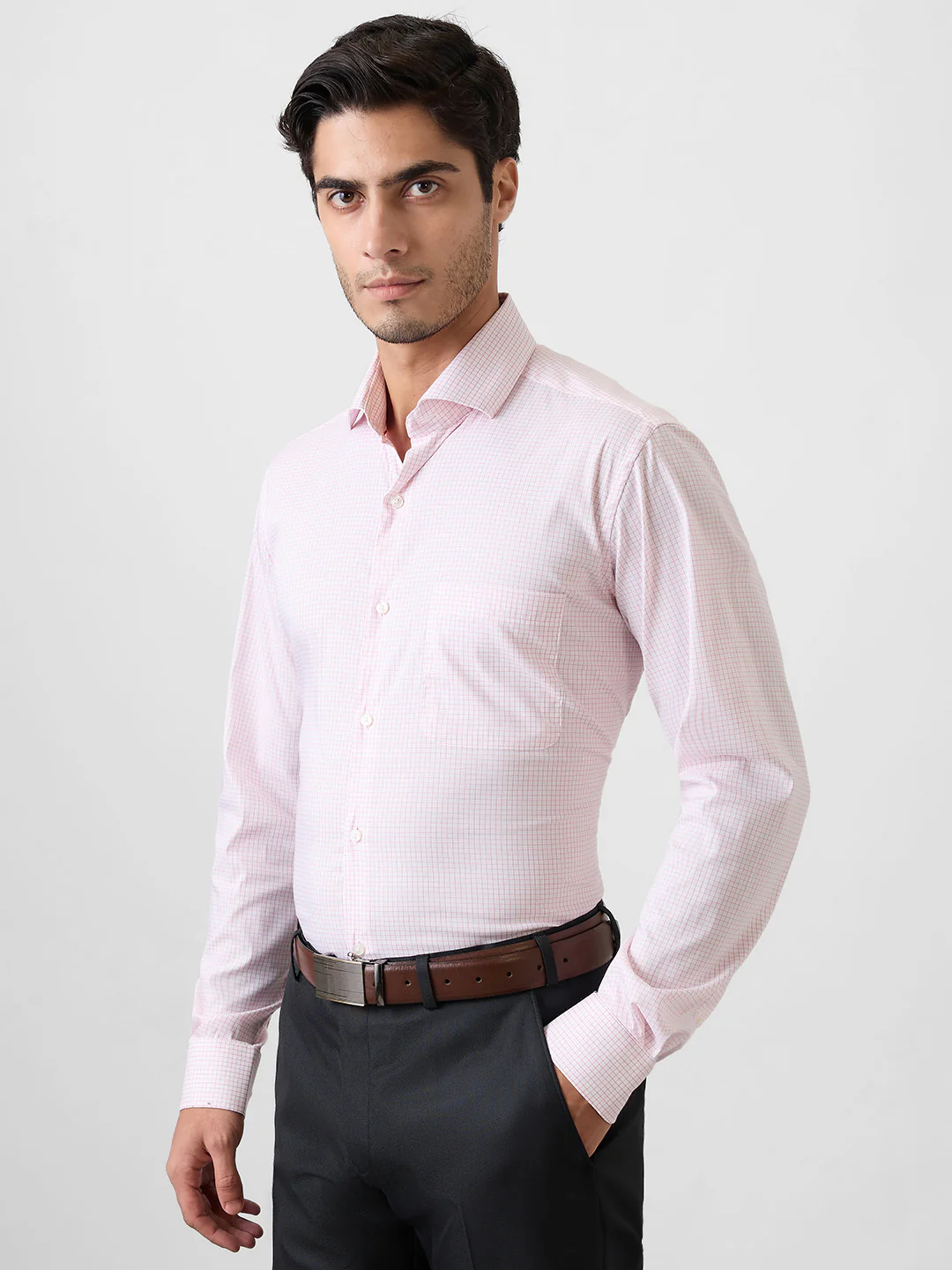 Raymond Men Red Structure Regular Fit Cotton Blend Shirt - Image 3