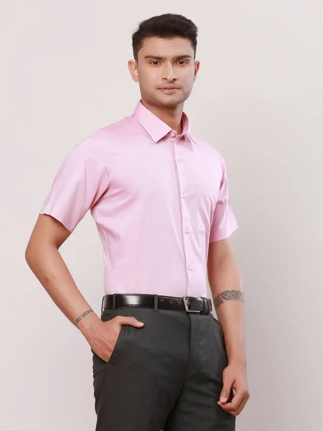 Raymond Men Red Structure Regular Fit Cotton Shirt - Image 2