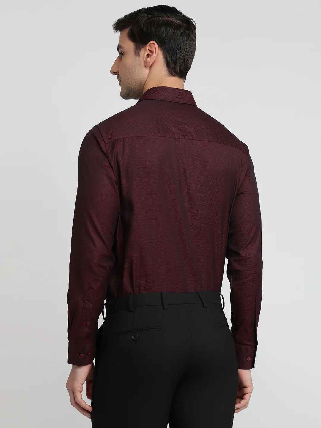 Raymond Men Red Structure Regular Fit Cotton Shirt - Image 4