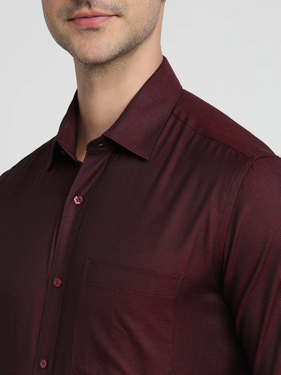 Raymond Men Red Structure Regular Fit Cotton Shirt - Image 6