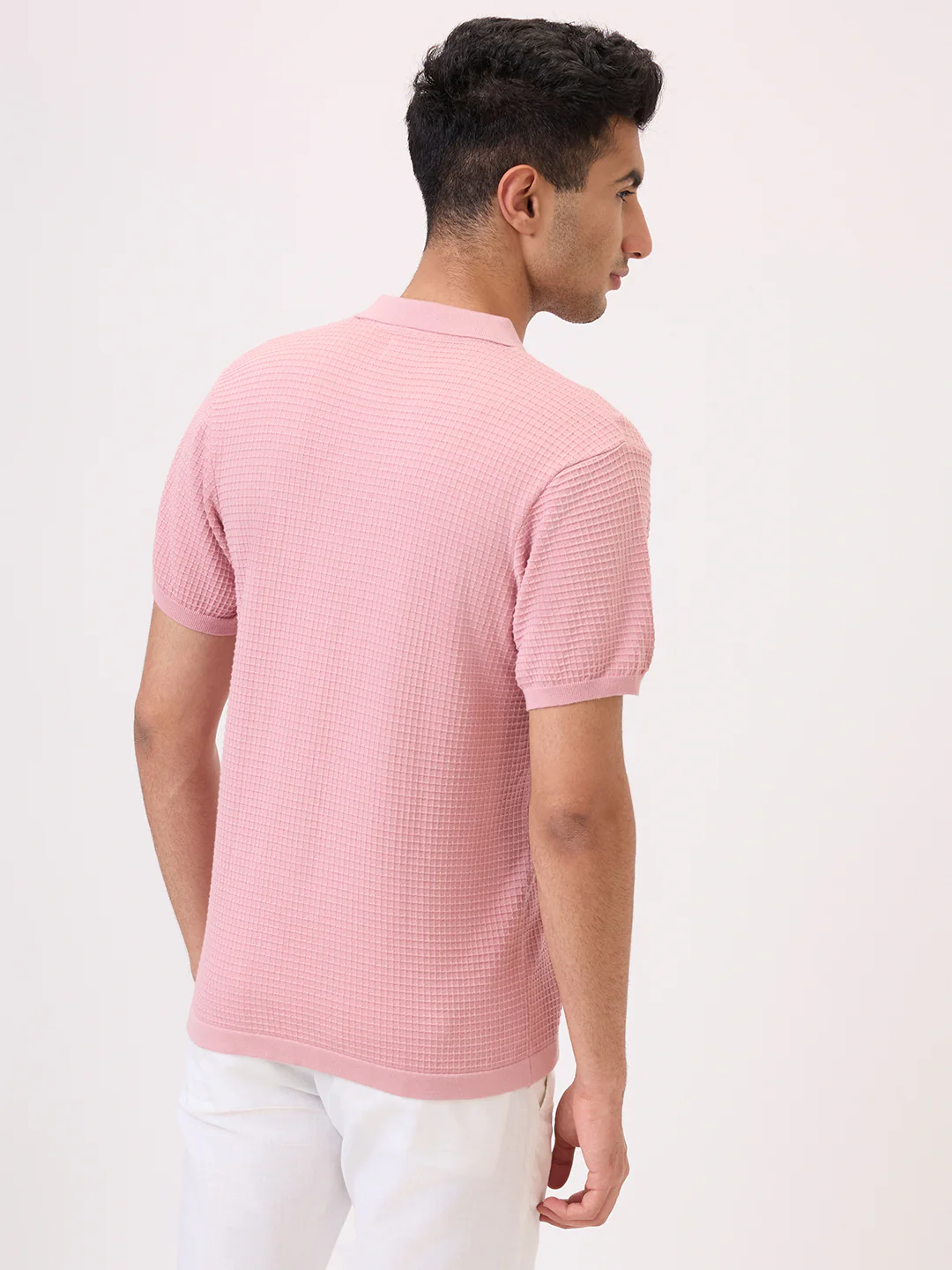Raymond Men Red Structure Regular Fit Cotton T-Shirt - Image 4