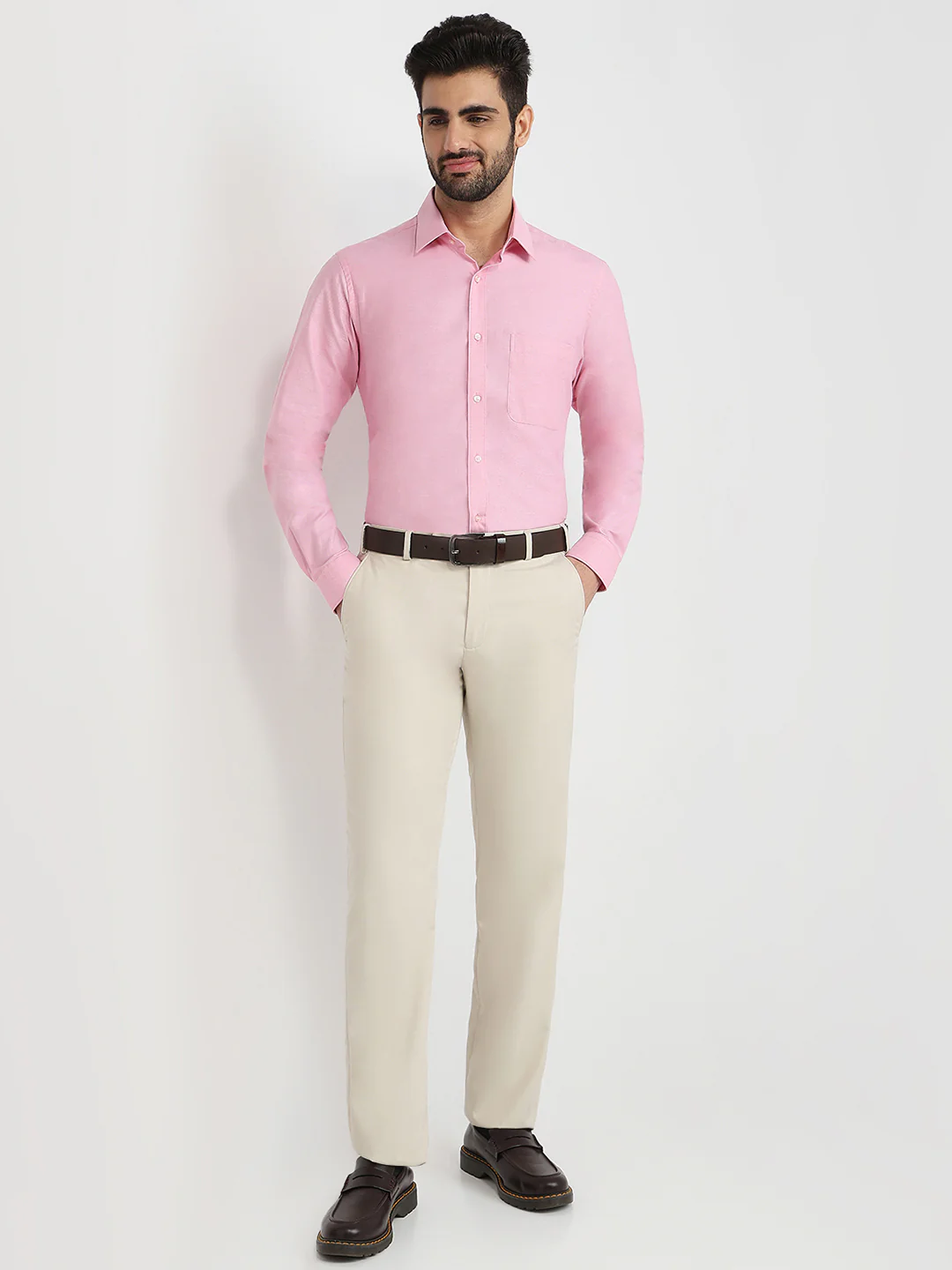 Raymond Men Pink Structure Slim Fit Cotton Formal Shirt - Image 5