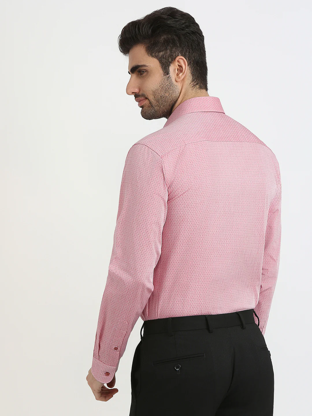 Raymond Men Red Structure Slim Fit Cotton Formal Shirt - Image 4