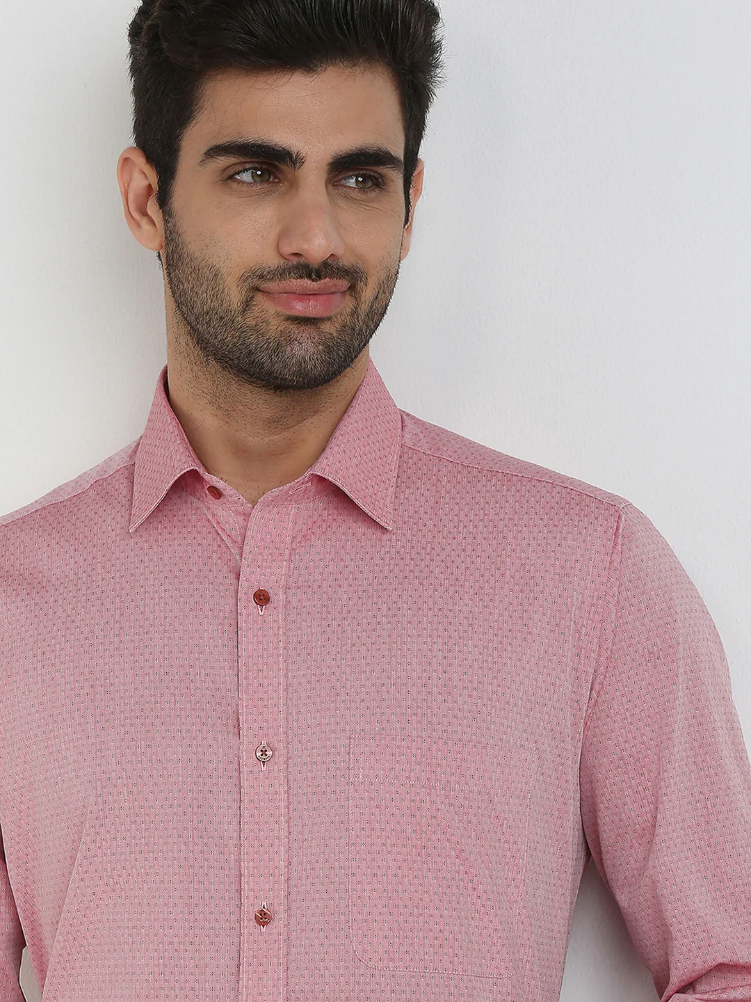 Raymond Men Red Structure Slim Fit Cotton Formal Shirt - Image 5