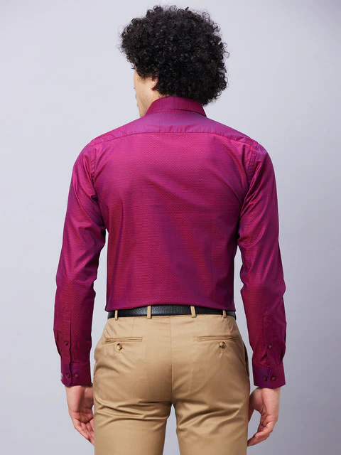 Raymond Men Red Slim Fit Structure Formal Shirt - Image 3