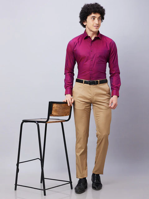 Raymond Men Red Slim Fit Structure Formal Shirt - Image 4
