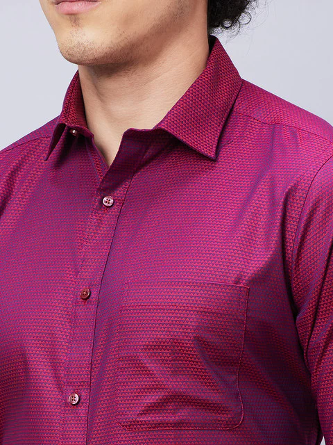 Raymond Men Red Slim Fit Structure Formal Shirt - Image 7