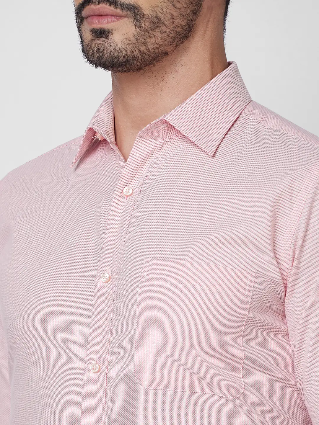 Raymond Men Pink Structured Slim Fit Cotton Formal Shirt - Image 7