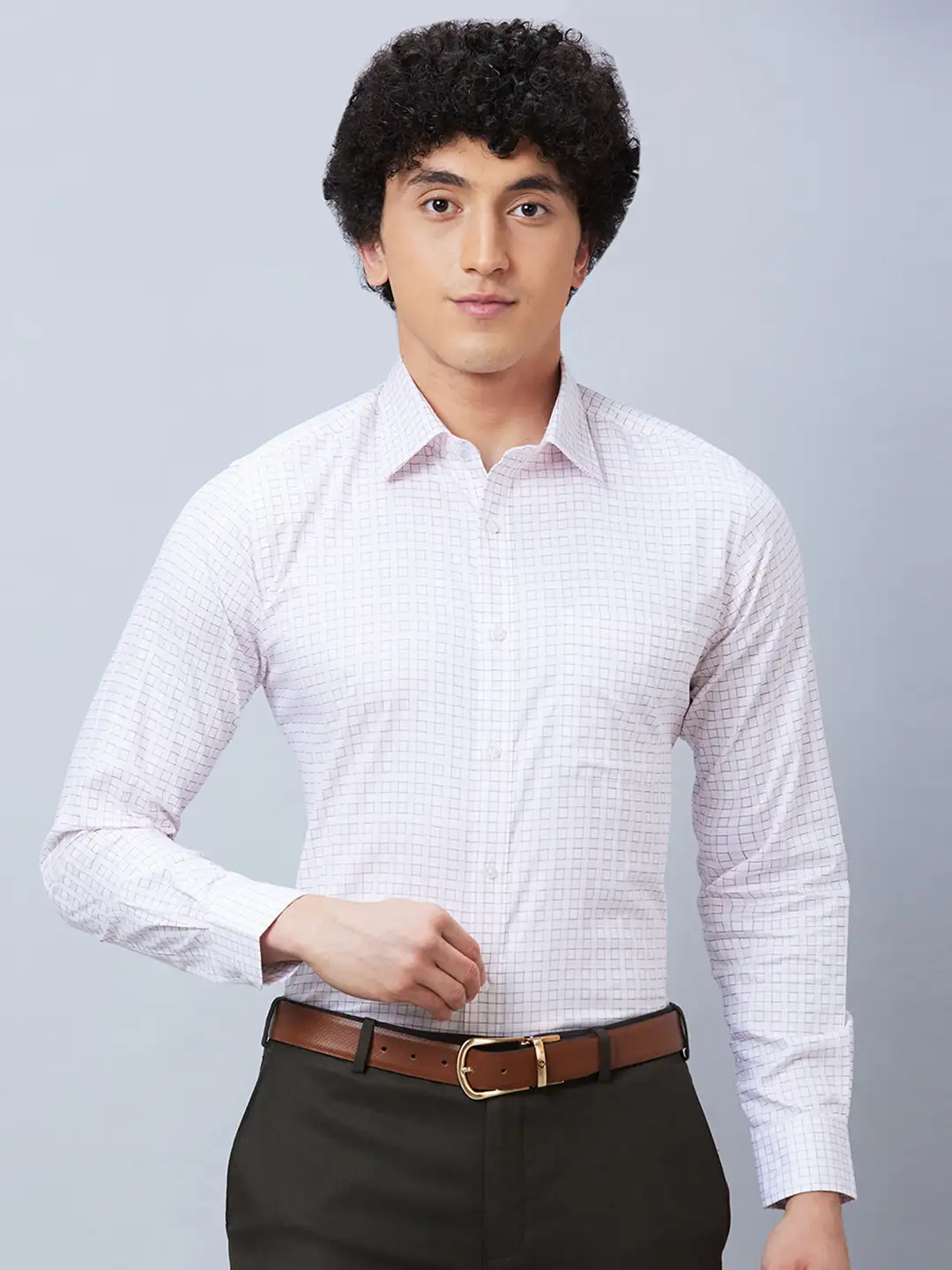 Raymond Men Pink Structured Slim Fit Cotton Formal Shirt