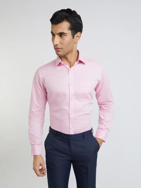 Raymond Men Pink Structured Slim Fit Cotton Formal Shirt