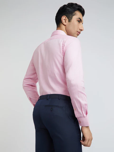 Raymond Men Pink Structured Slim Fit Cotton Formal Shirt - Image 4