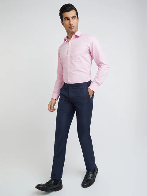 Raymond Men Pink Structured Slim Fit Cotton Formal Shirt - Image 5
