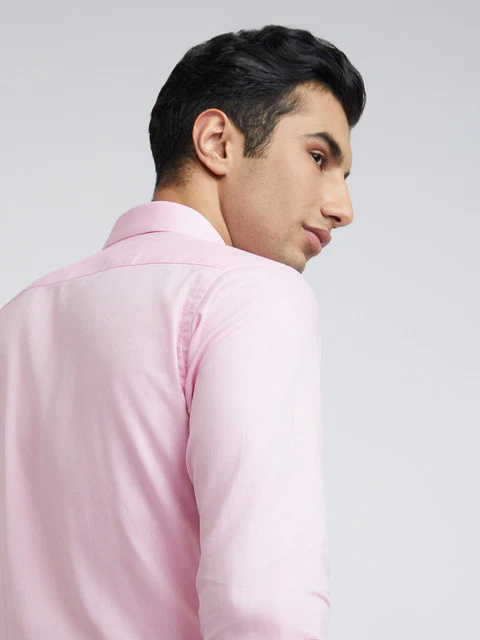 Raymond Men Pink Structured Slim Fit Cotton Formal Shirt - Image 6