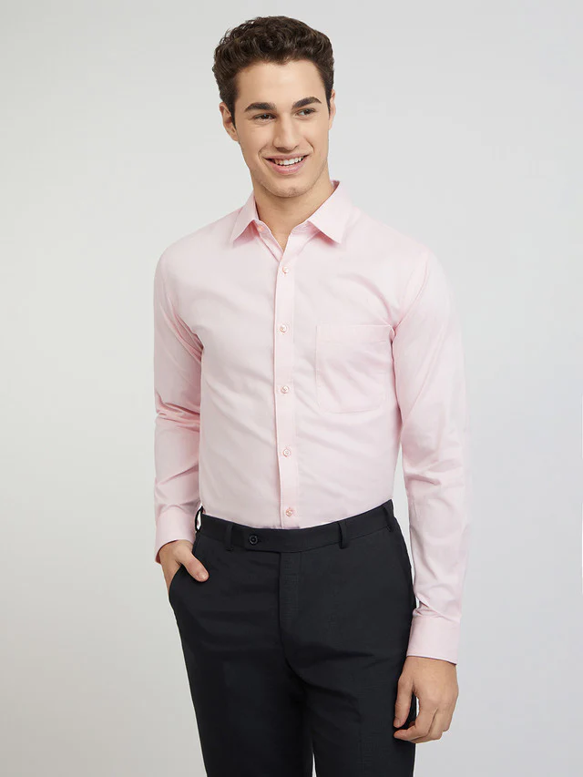 Raymond Men Pink Structured Slim Fit Cotton Formal Shirt