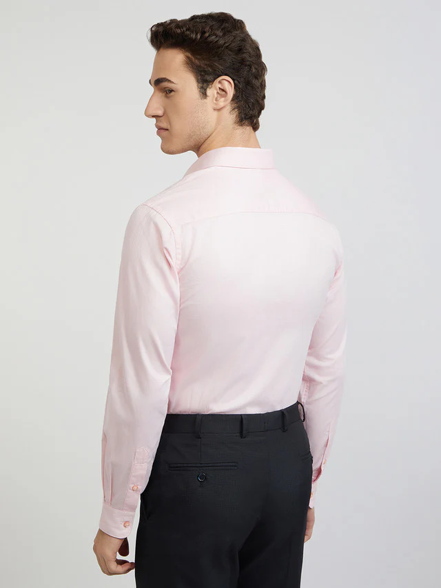 Raymond Men Pink Structured Slim Fit Cotton Formal Shirt - Image 4