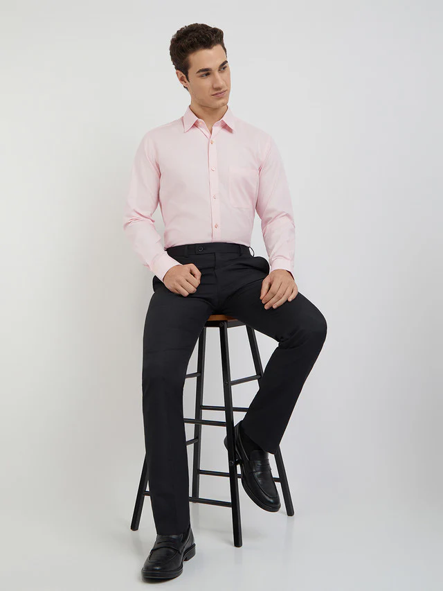 Raymond Men Pink Structured Slim Fit Cotton Formal Shirt - Image 5
