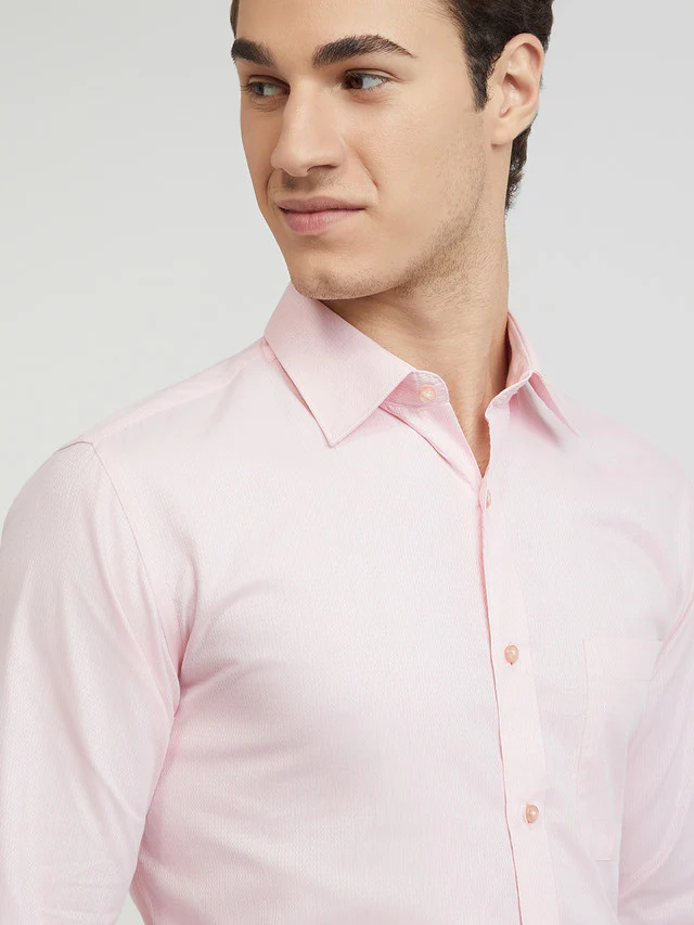 Raymond Men Pink Structured Slim Fit Cotton Formal Shirt - Image 6
