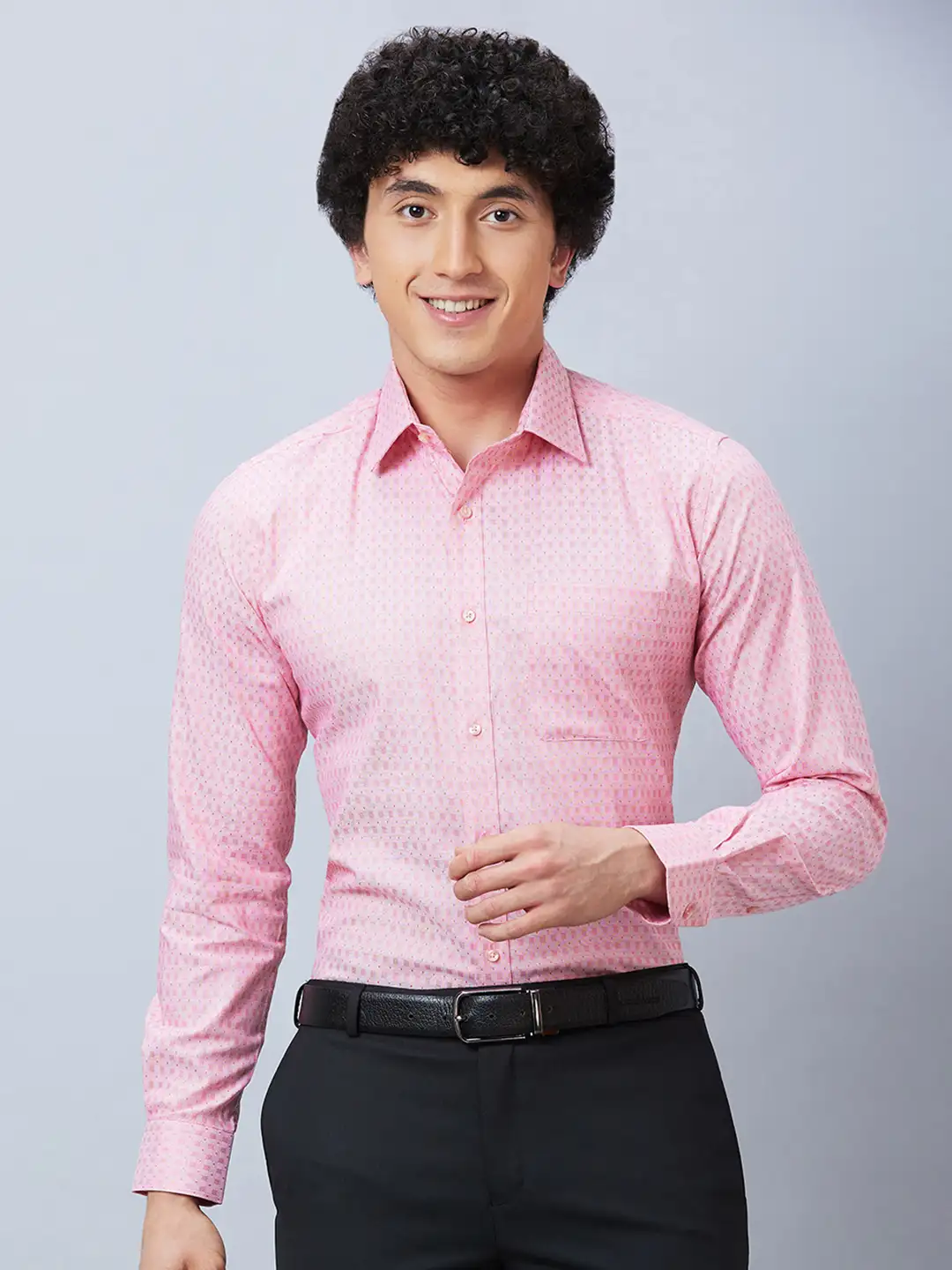 Raymond Men Red Structure Slim Fit Cotton Shirt
