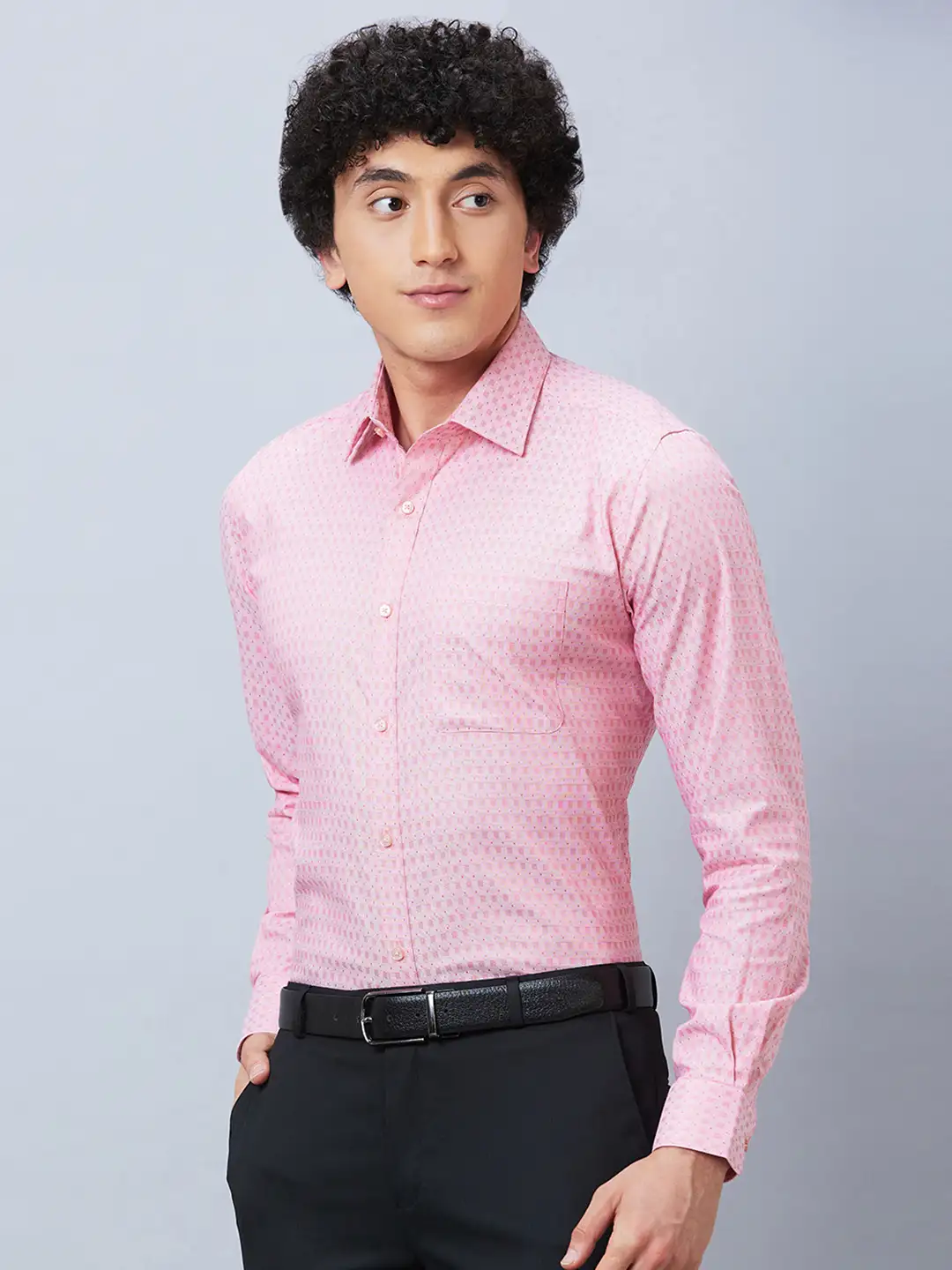 Raymond Men Red Structure Slim Fit Cotton Shirt - Image 3