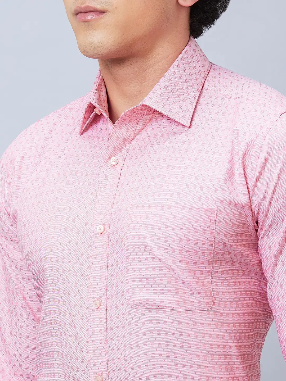 Raymond Men Red Structure Slim Fit Cotton Shirt - Image 6