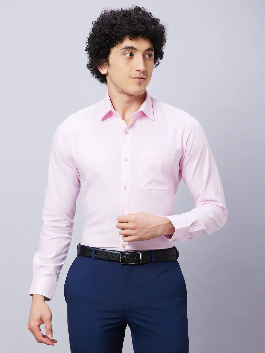 Raymond Men Pink Structured Slim Fit Cotton Formal Shirt