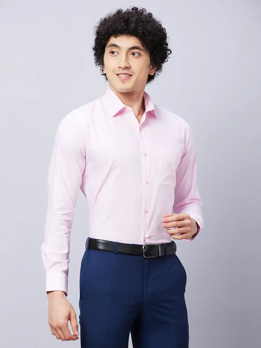 Raymond Men Pink Structured Slim Fit Cotton Formal Shirt - Image 2
