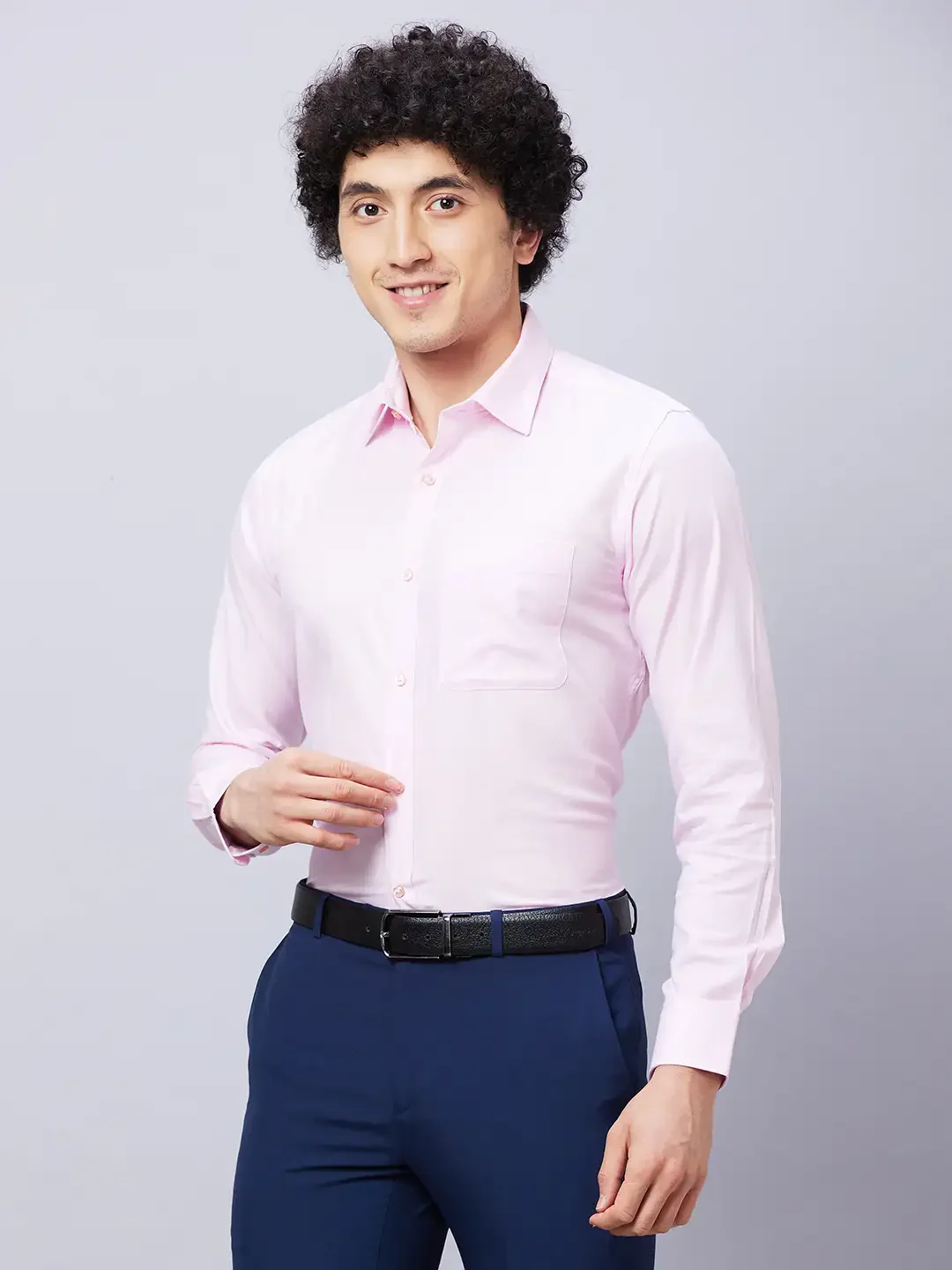 Raymond Men Pink Structured Slim Fit Cotton Formal Shirt - Image 3