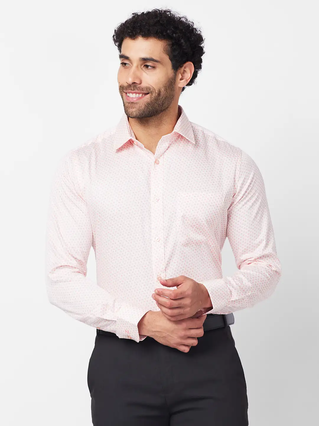 Raymond Men Red Structure Slim Fit Cotton Shirt