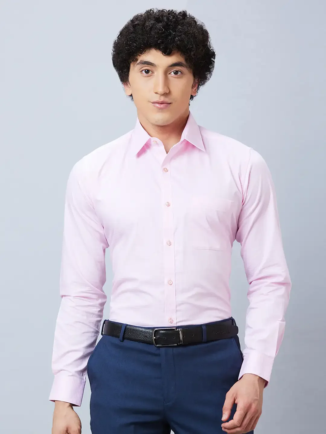 Raymond Men Pink Structured Slim Fit Cotton Formal Shirt
