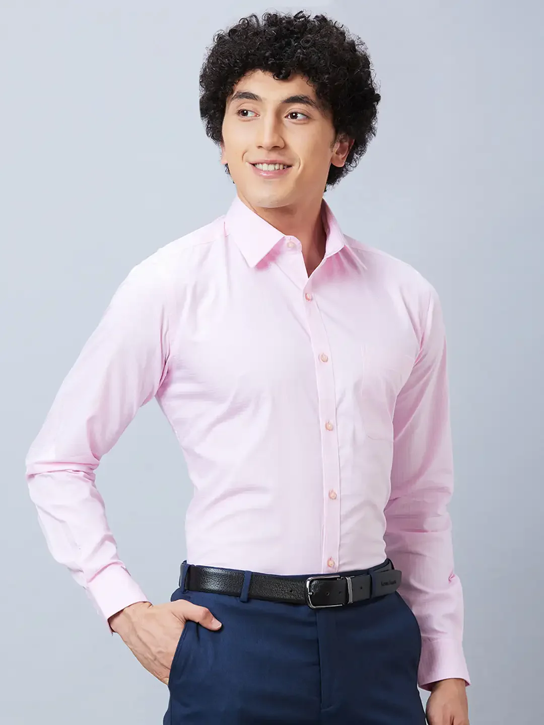 Raymond Men Pink Structured Slim Fit Cotton Formal Shirt - Image 2