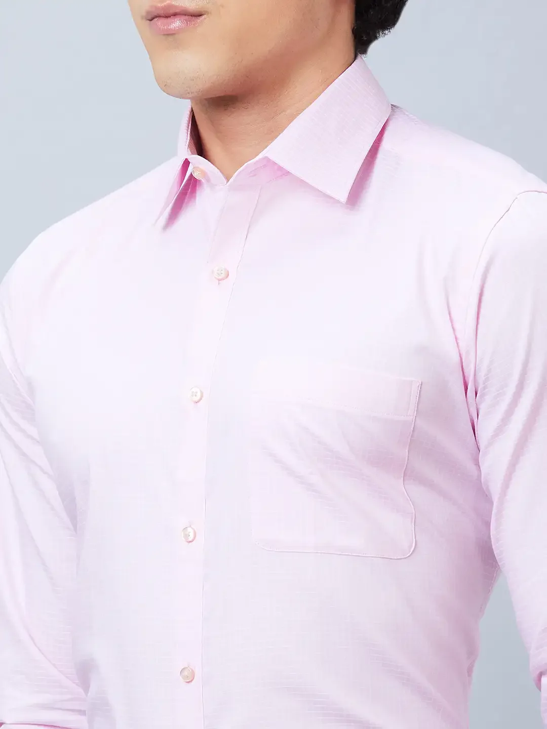 Raymond Men Pink Structured Slim Fit Cotton Formal Shirt - Image 6