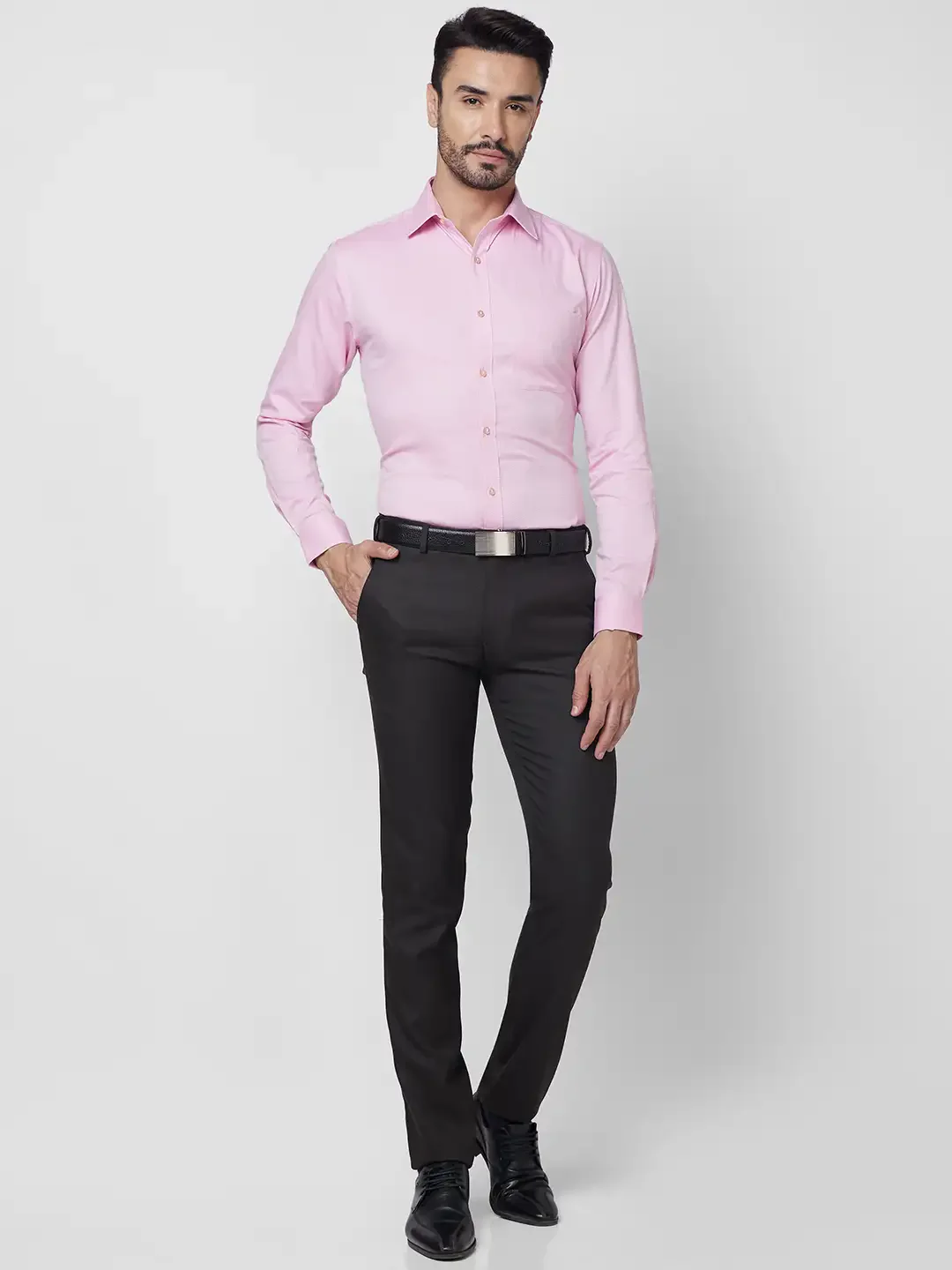 Raymond Men Pink Structured Slim Fit Cotton Formal Shirt - Image 5