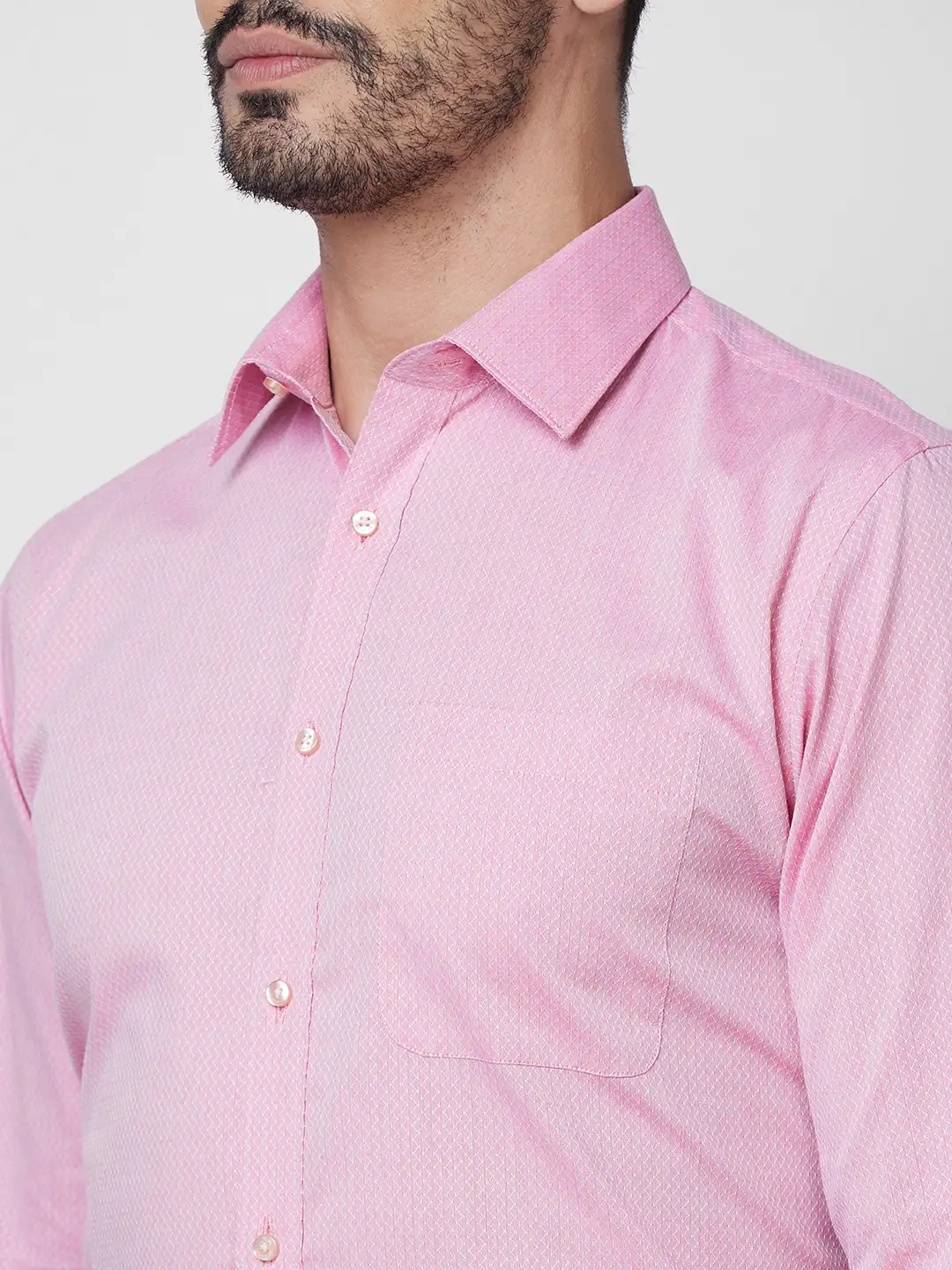 Raymond Men Pink Structured Slim Fit Cotton Formal Shirt - Image 7
