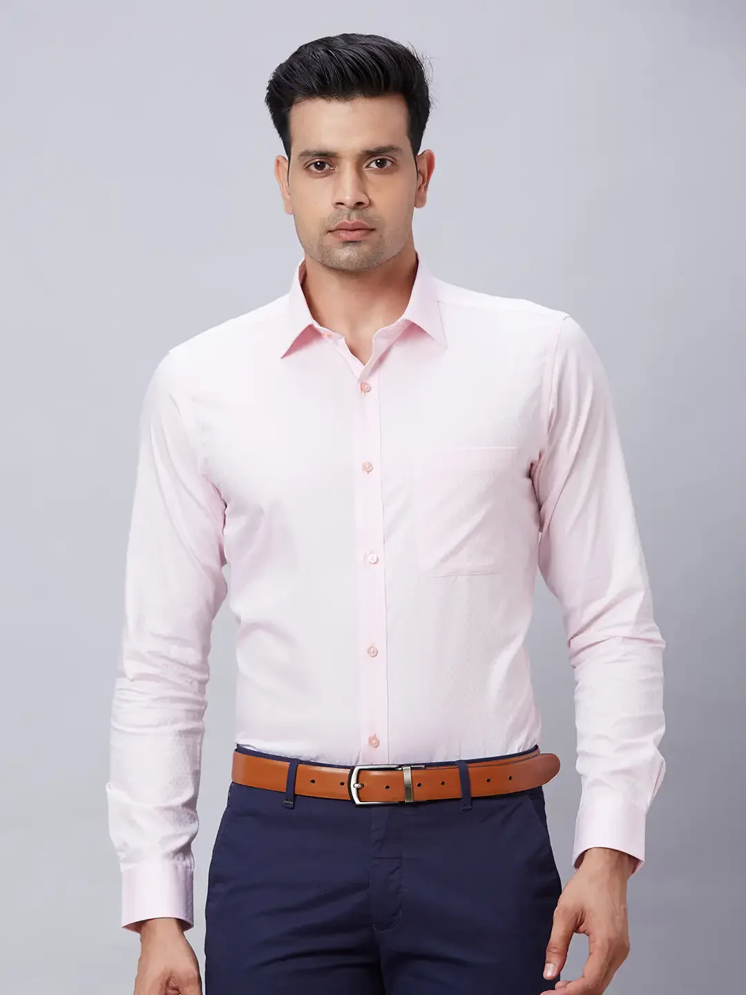 Raymond Men Red Structure Slim Fit Cotton Shirt