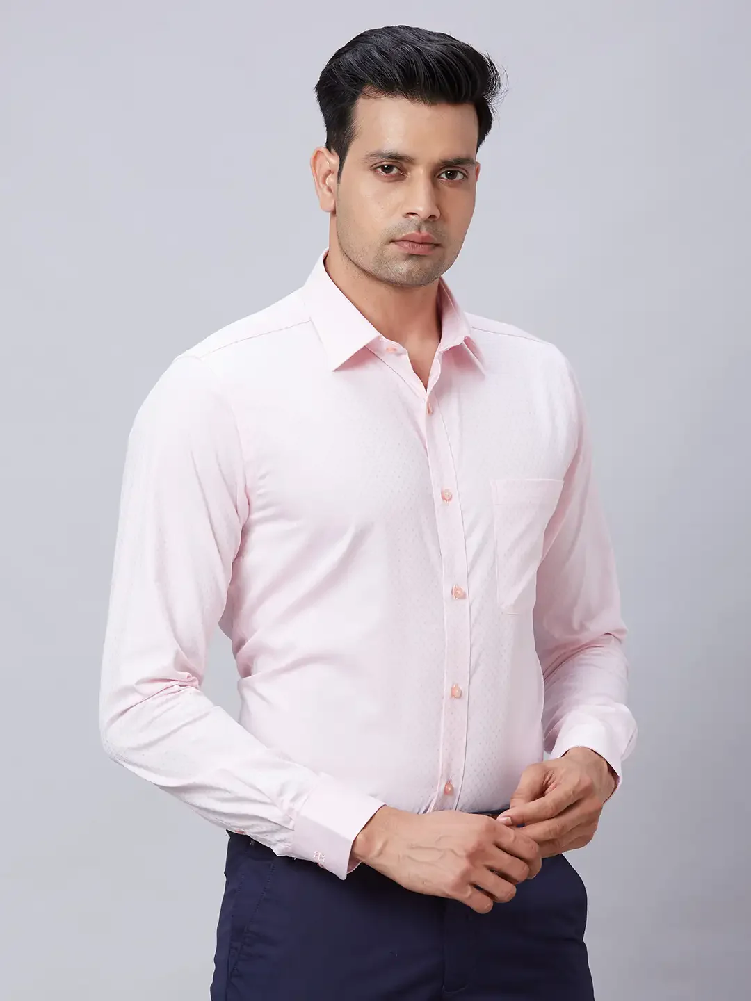 Raymond Men Red Structure Slim Fit Cotton Shirt - Image 2