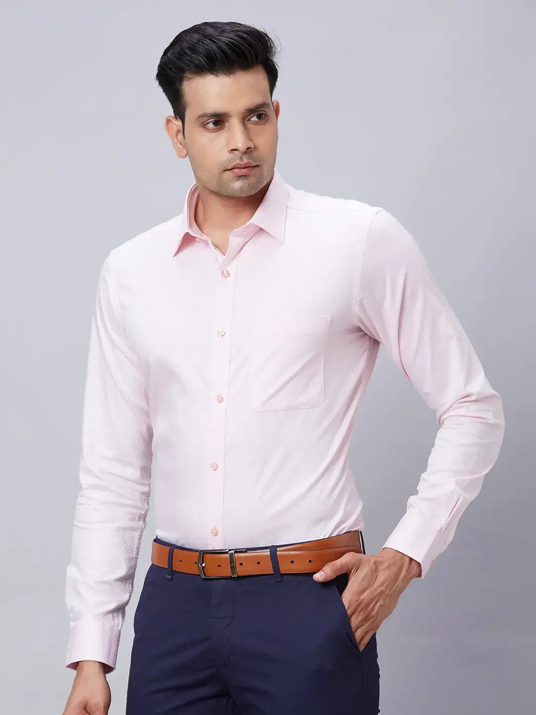 Raymond Men Red Structure Slim Fit Cotton Shirt - Image 3