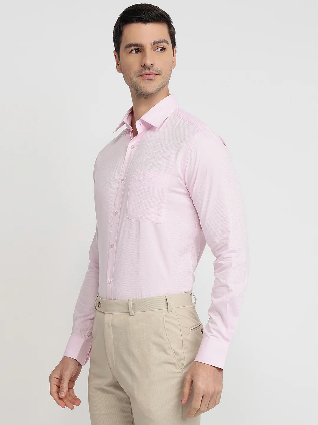 Raymond Men Red Structure Slim Fit Cotton Shirt - Image 2